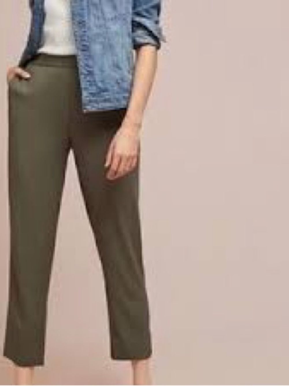 The Essential Pull-on Trouser by Anthropologie in Olive